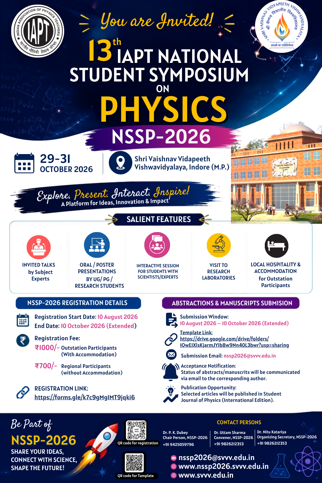 13th IAPT National Student Symposium on Physics NSSP-2026